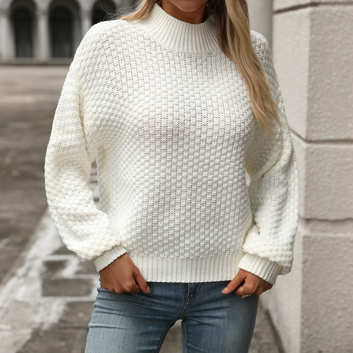 Autumn Winter Small Turtleneck Solid Color Sweater Pullover Office Long Sleeve Sweater for Women