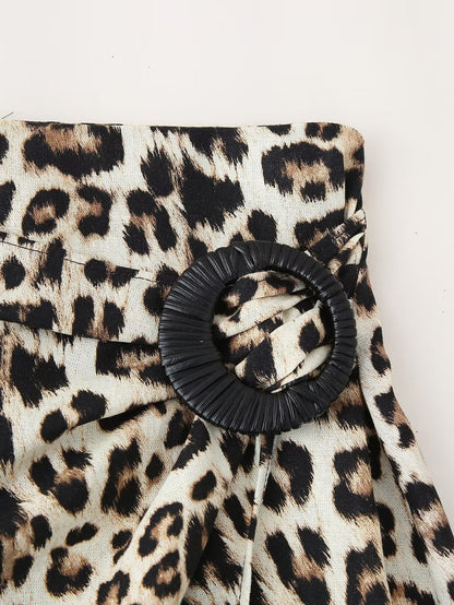 Women Summer Animal Print Midi Skirt