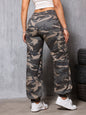 Camouflage Jeans Straight Bottom Elastic Band Retro All Matching Summer