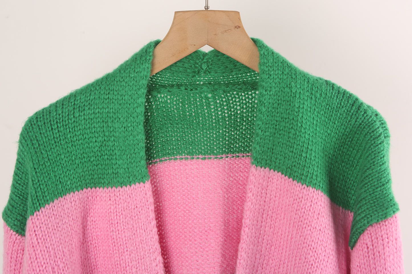 Autumn Winter Cardigan Sweater Patchwork Assorted Colors Cardigan Sweater Coat