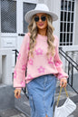 Early Autumn Women Sweater Floral Long Sleeve round Neck Sweater Printed Sweater