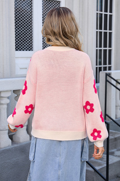 Early Autumn Women Sweater Floral Long Sleeve round Neck Sweater Printed Sweater