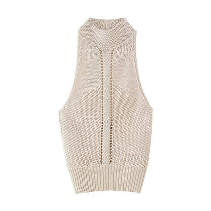 Summer Women Clothing Casual Halter Knitted Sweater Vest