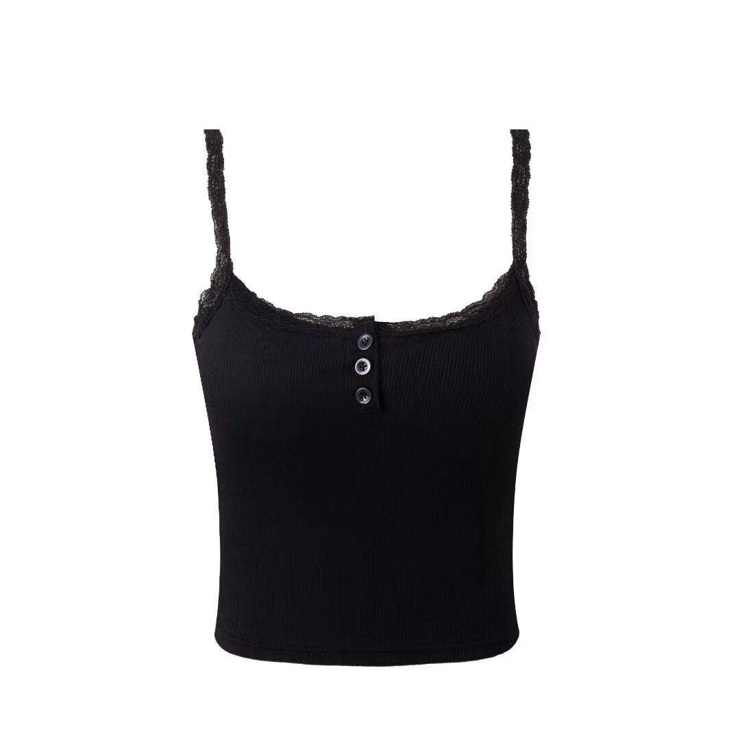 Sexy Lace Sling Beautiful Back Vest with Chest Pad Wrapped Chest Women Outer Wear Base Ride Short Top