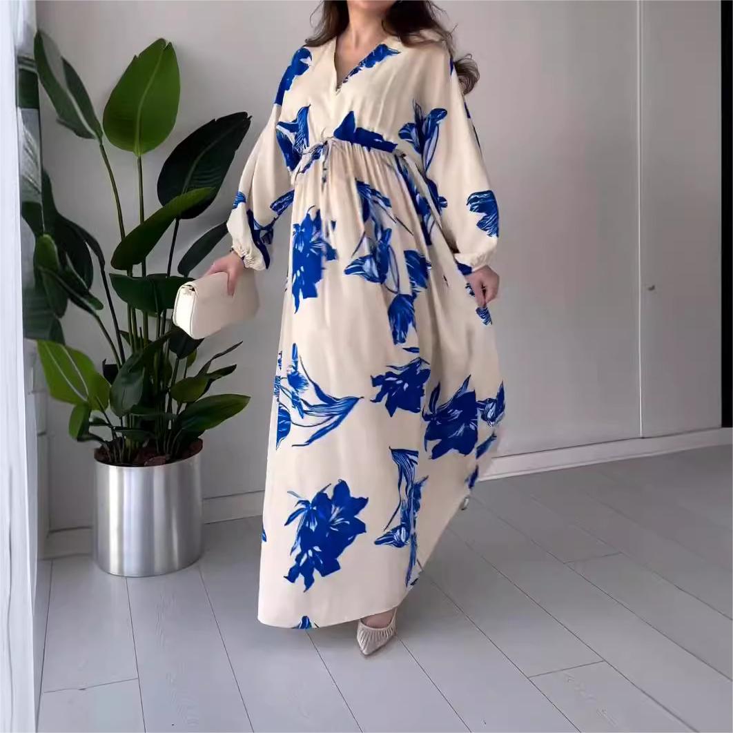 Spring Printed Elegant Floral Show French Maxi Dress