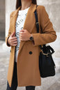 Autumn Winter Solid Color Long Sleeve Double Row Button Blazer Collar Woolen Coat Women