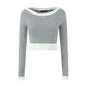 Striped Slim Fit Slimming Short Outer Wear Long Sleeve Bottoming Top Knitwear Women Early Spring Korean