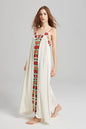 Colorful Flower Embroidered Long Dress With Strap Dress Holiday