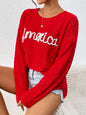 Women Knitwear Round Neck Long Sleeve America Independence Day Letter Graphic Fashionable All Matching Sweater