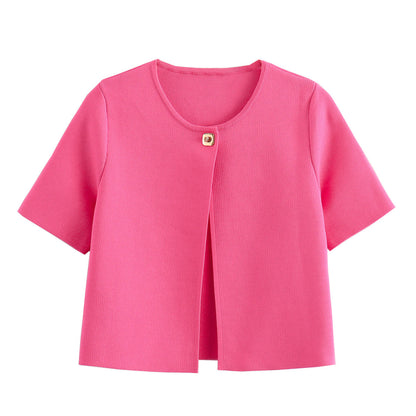 Summer Women Short Sleeve Slim Top Knitted Coat Women