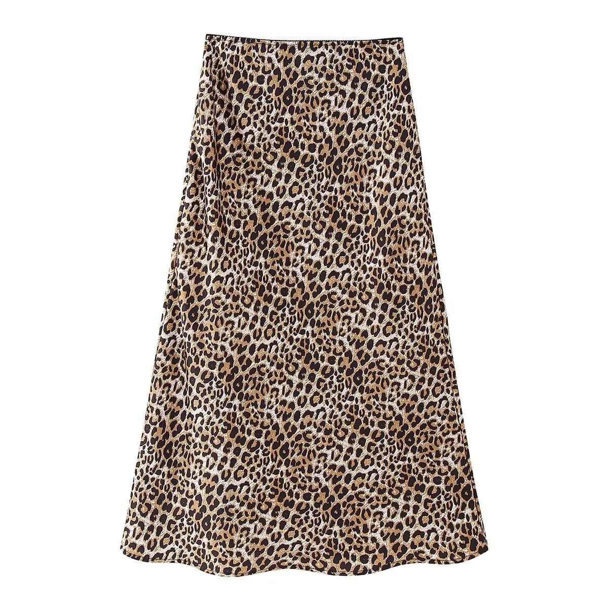 Spring Animal Pattern Printed Silk Satin Texture Hip Skirt