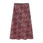 Spring Animal Pattern Printed Silk Satin Texture Hip Skirt