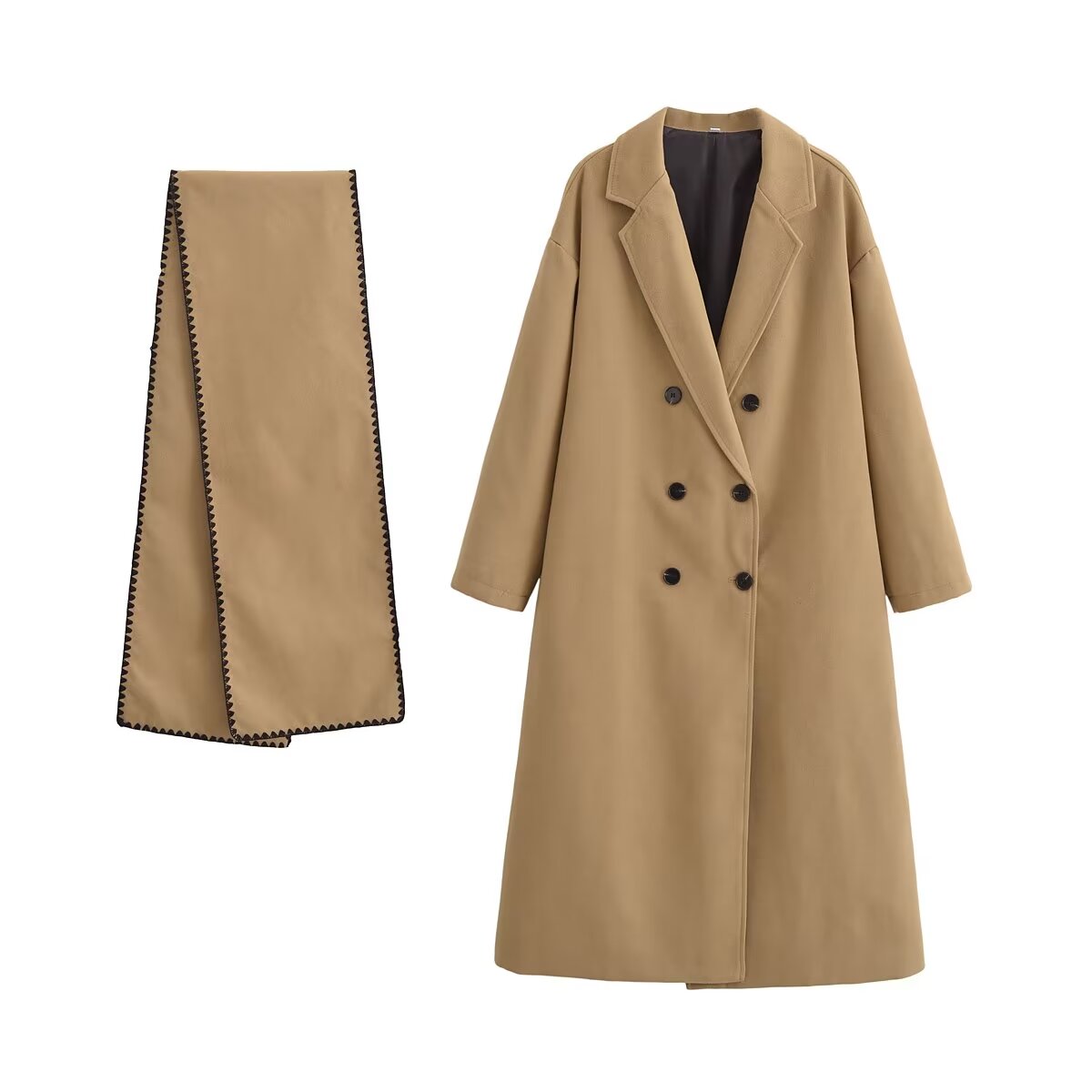 Women Autumn Winter All Matching Long Sleeve Mid Length Coats