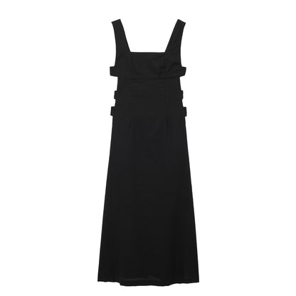 Summer Women Clothing Solid Color Sleeveless Strap Sling Dress