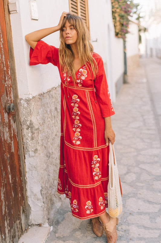 Bohemian Holiday Embroidery Dress