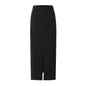 Autumn Winter High Waist Casual Solid Color Wool Skirt Hip Casual All Matching Mid Length Skirt Slit Hemline