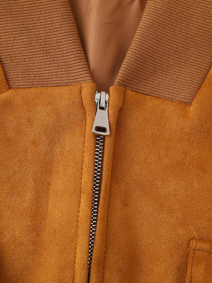 Early Autumn Retro Golden Brown Overzise Jacket