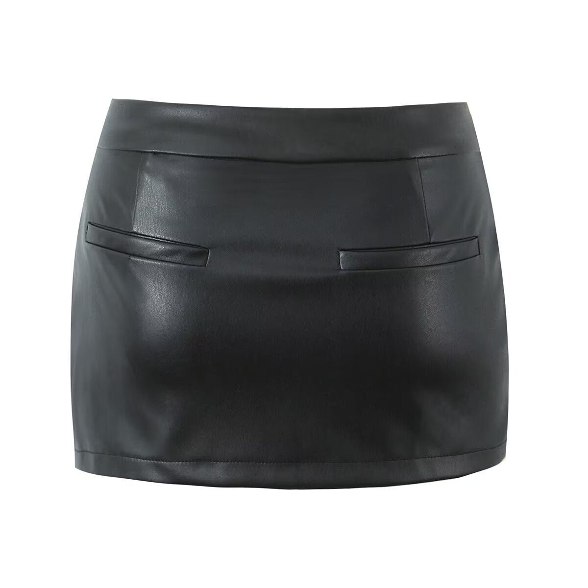 Sexy Slim Fit Sexy Anti Exposure Sheath Miniskirt Women Street Low Waist Faux Leather Skirt