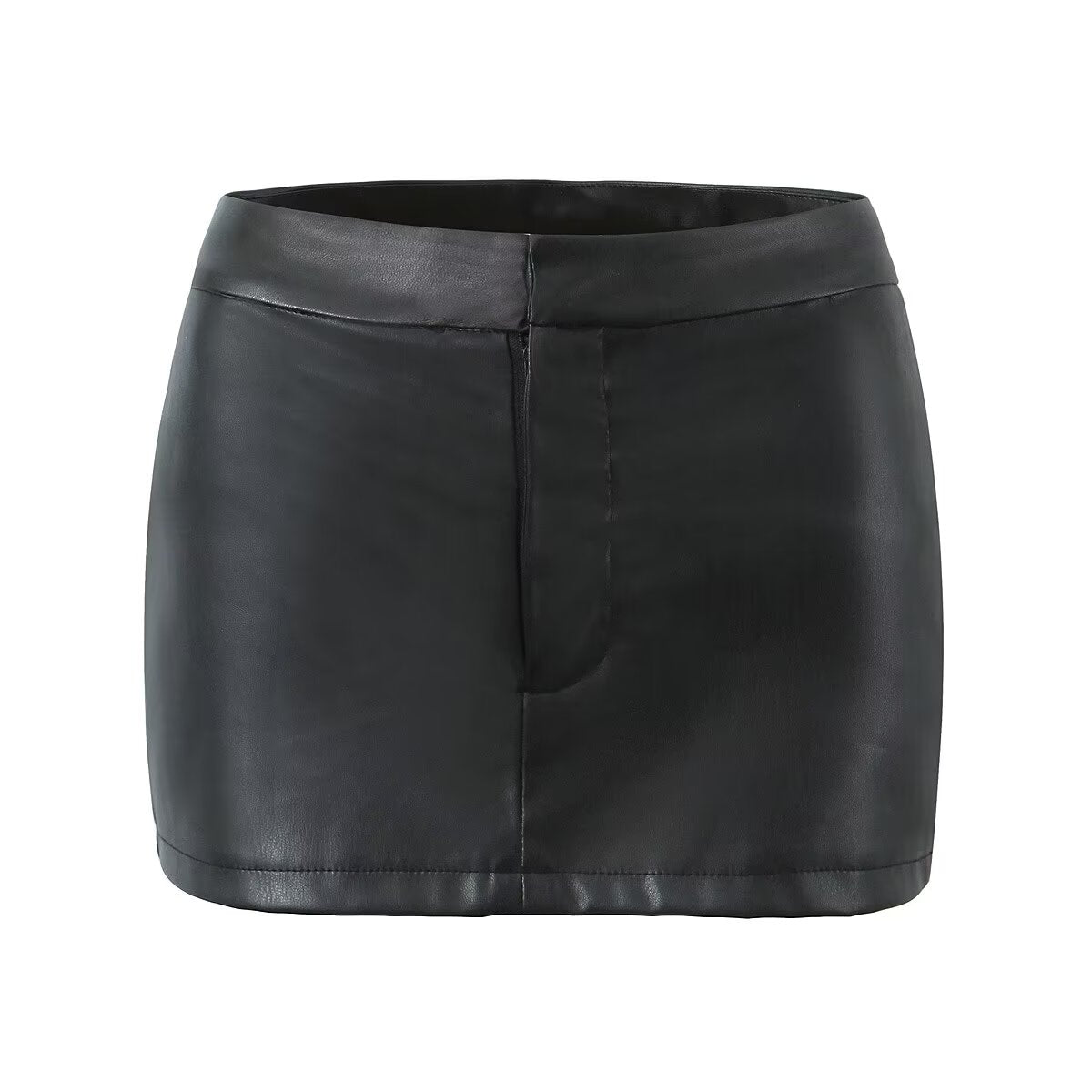 Sexy Slim Fit Sexy Anti Exposure Sheath Miniskirt Women Street Low Waist Faux Leather Skirt