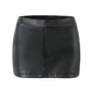 Sexy Slim Fit Sexy Anti Exposure Sheath Miniskirt Women Street Low Waist Faux Leather Skirt