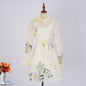 Three Dimensional Floral Lace Up Print Elegant And Sweet Dress