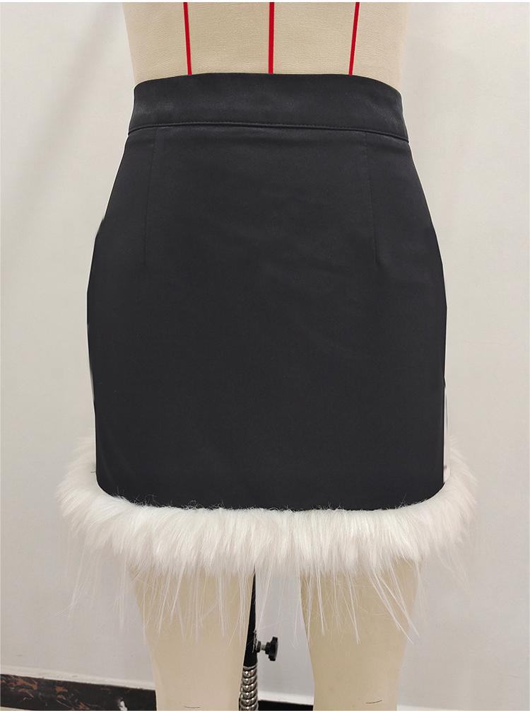 Women Clothing High Waist Skirt Fairy Furry Hem Hip Skirt Sweet