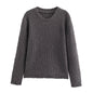 Fall Women Clothing Yarn Distressed Dot Round Neck Pullover Knitted Sweater