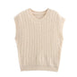 Fall Women Clothing round Neck Vertical Stripes Pullover Knitted Sweater Vest