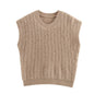 Fall Women Clothing round Neck Vertical Stripes Pullover Knitted Sweater Vest