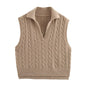 Polo Collared Vest Korean Women Clothing Early Autumn Old Money Twist Knitted