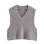 Fall Women Clothing Classic V neck Short Knitted Sweater Vest