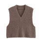 Fall Women Clothing Classic V neck Short Knitted Sweater Vest