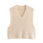 Fall Women Clothing Classic V neck Short Knitted Sweater Vest