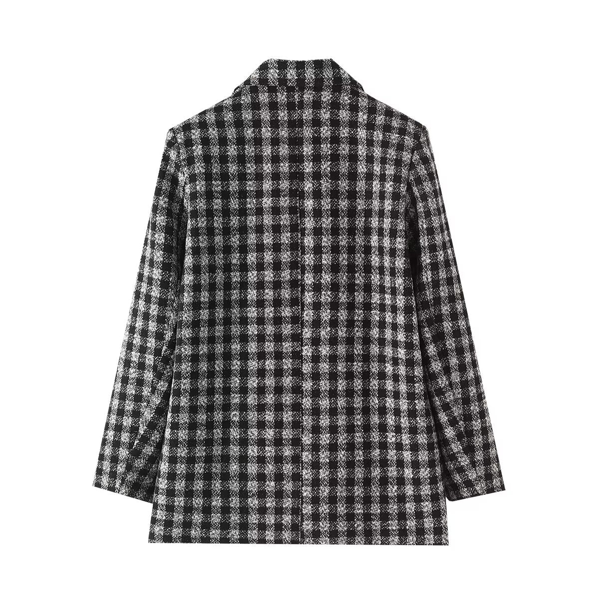 Autumn Woolen Plaid Blazer Women Small Blazer