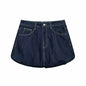 Women Solid Color Balloons Casual Denim Skirt No Belt