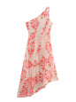 Summer Oblique Shoulder Collar Printing Asymmetric Maxi Dress Women