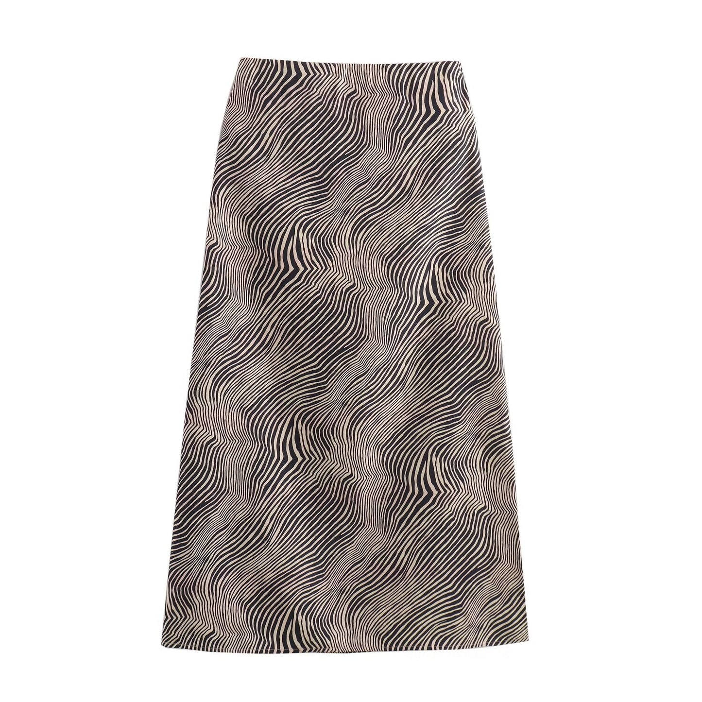 Spring Women Elegant Animal Print Midi Skirt