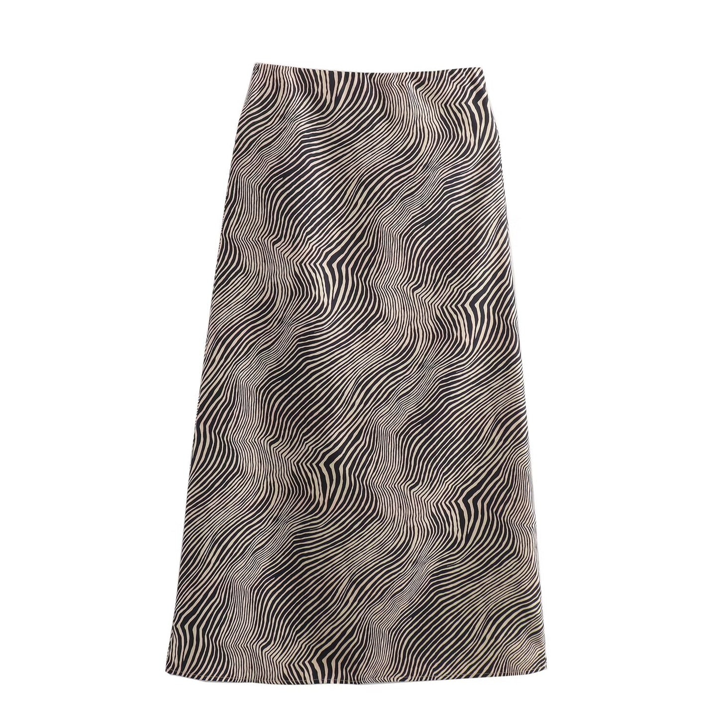 Spring Women Elegant Animal Print Midi Skirt