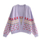 Women Jacquard Knitted Loose Casual Long Sleeve Coat