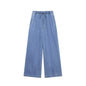 Women Open Collar Patch Pocket Denim Top Wide Leg Drawstring Grinding Trousers