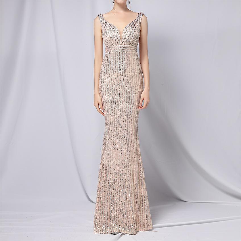 Sequined Fishtail Formal Dress Performance Internet Celebrity Activity Cocktail Car Model Etiquette Evening Dress