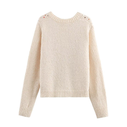 Fall Women Clothing Girl Color Sequ Knitted Sweater Cardigan Coat