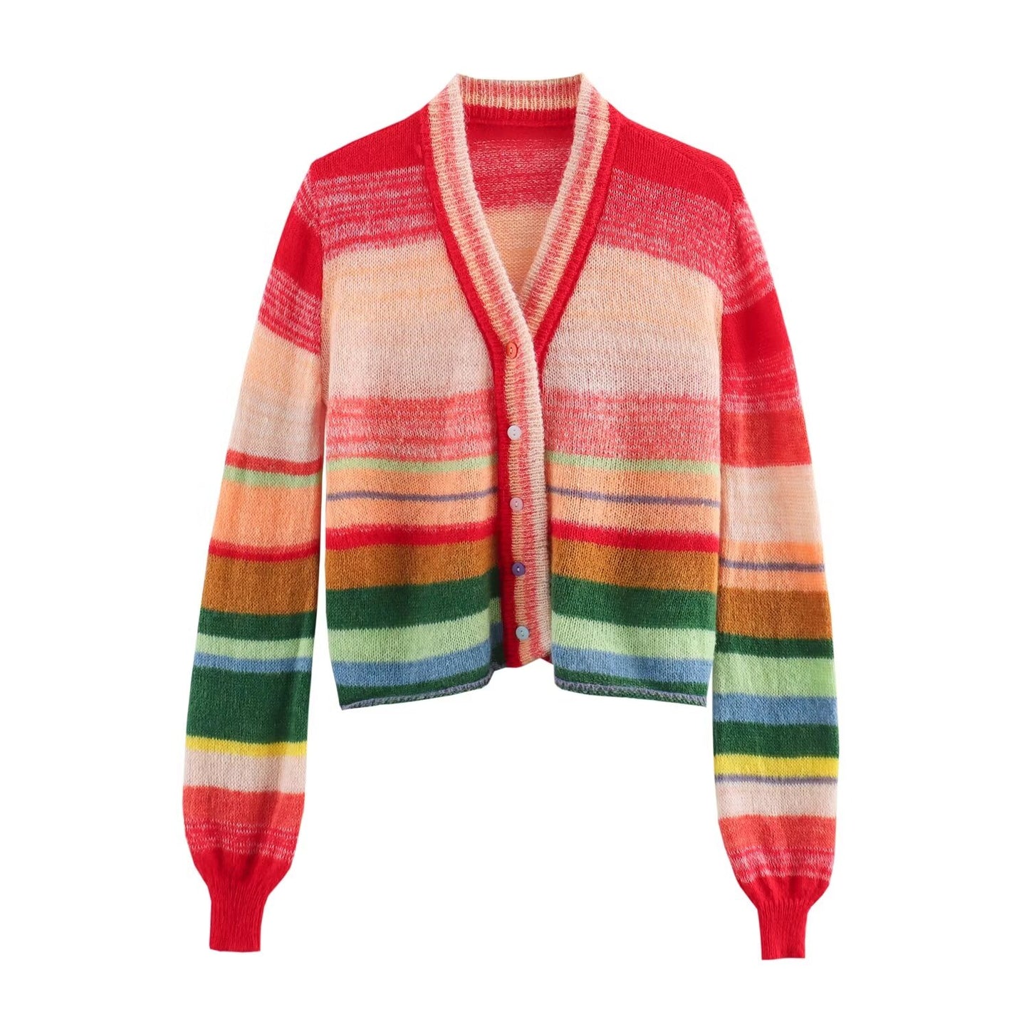 Women Skittles Cardigan Mohair Retro Sweaters Coat