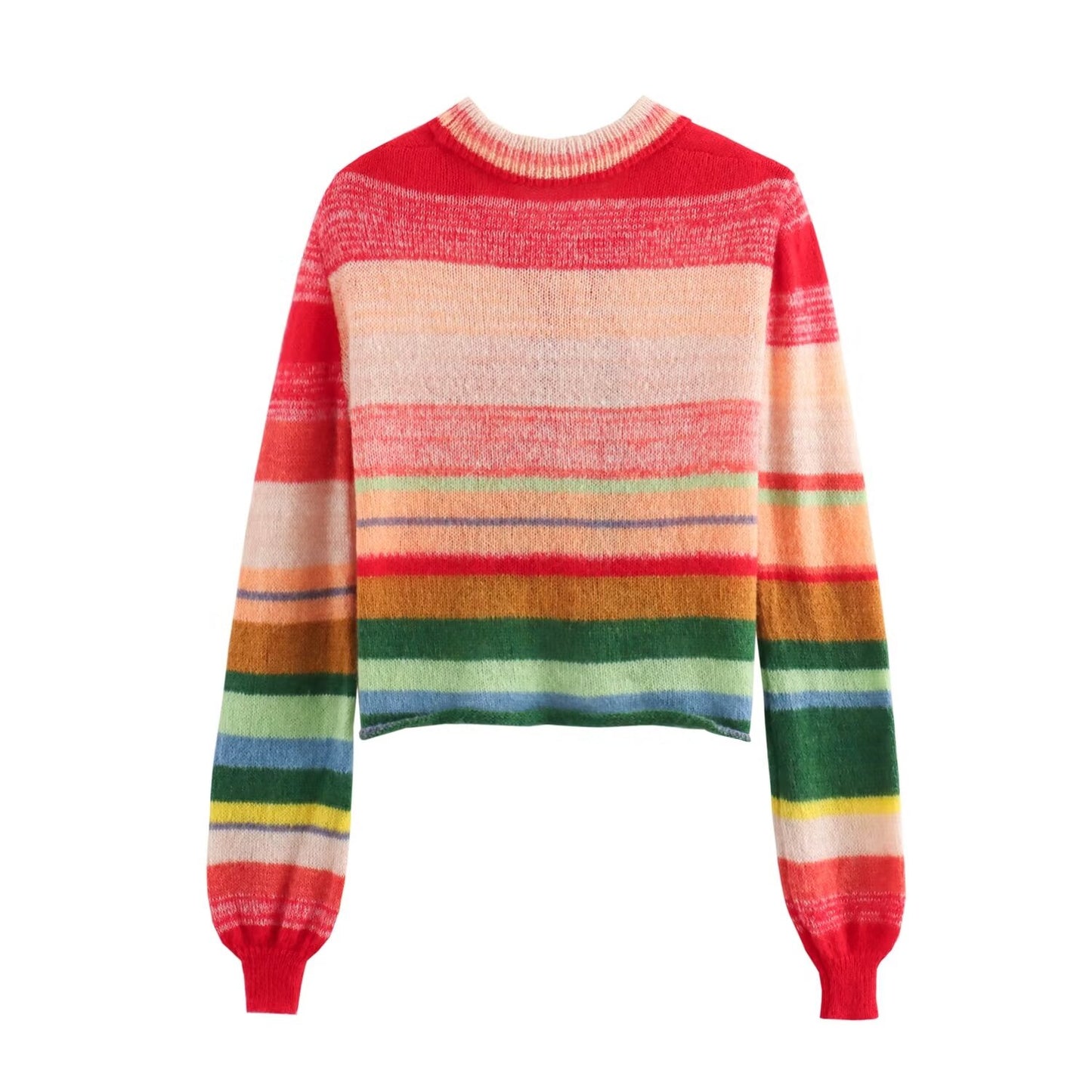 Women Skittles Cardigan Mohair Retro Sweaters Coat