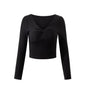 Autumn French V neck Twist Long Sleeved T shirt Women Sexy Slim Slimming Short Top