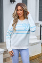 Autumn Winter Sweater Striped Bow round Neck Floral Knitted Sweater