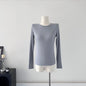 Modal Knitted Long Sleeved Women Slim Fitting Basic Solid Color Bottoming T shirt