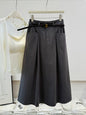 Retro Japanese Korean Workwear Washed Cotton Pleated Skirt Women Fall Mid Length Western Casual No Belt Skirt