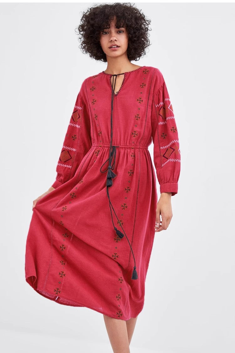 Bohemian Ethnic Style Embroidery Dress