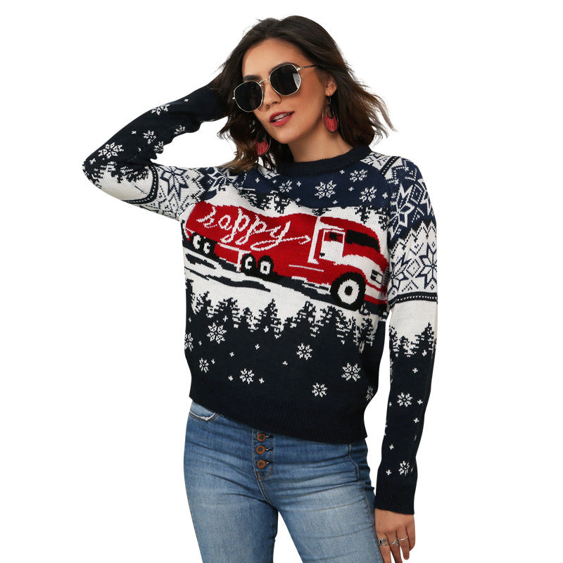 Christmas Clothes Women Clothing Christmas Snowflake Women Pullover Long Sleeves Loose Jacquard Sweater